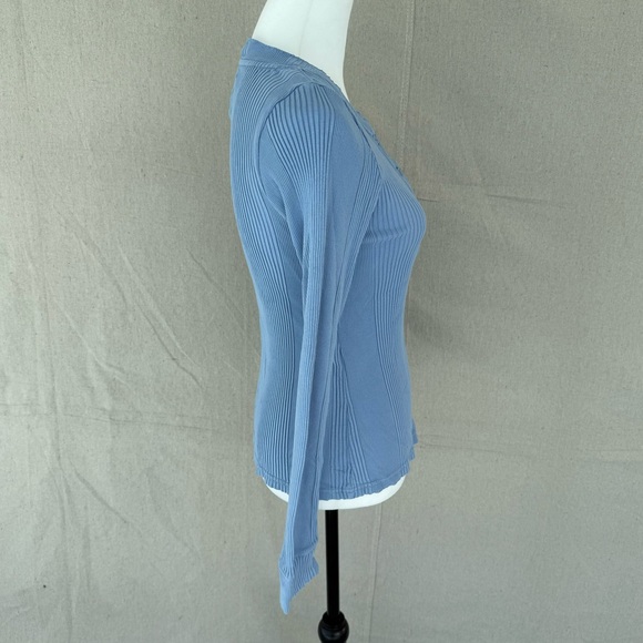 Aerie Essential Blue Henley Laying Long Sleeve T-Shirt Size L - Picture 5 of 7